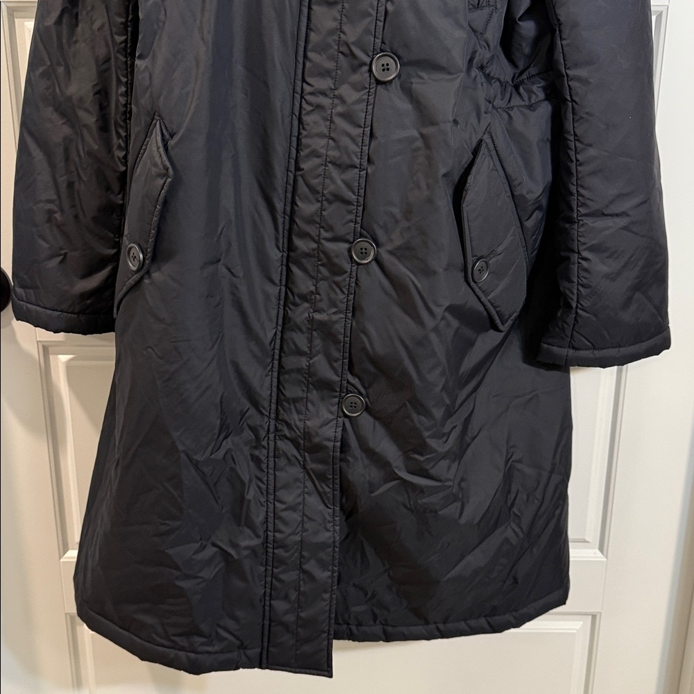 Gap Women's Black Long Nylon Parka large - Picture 3 of 12